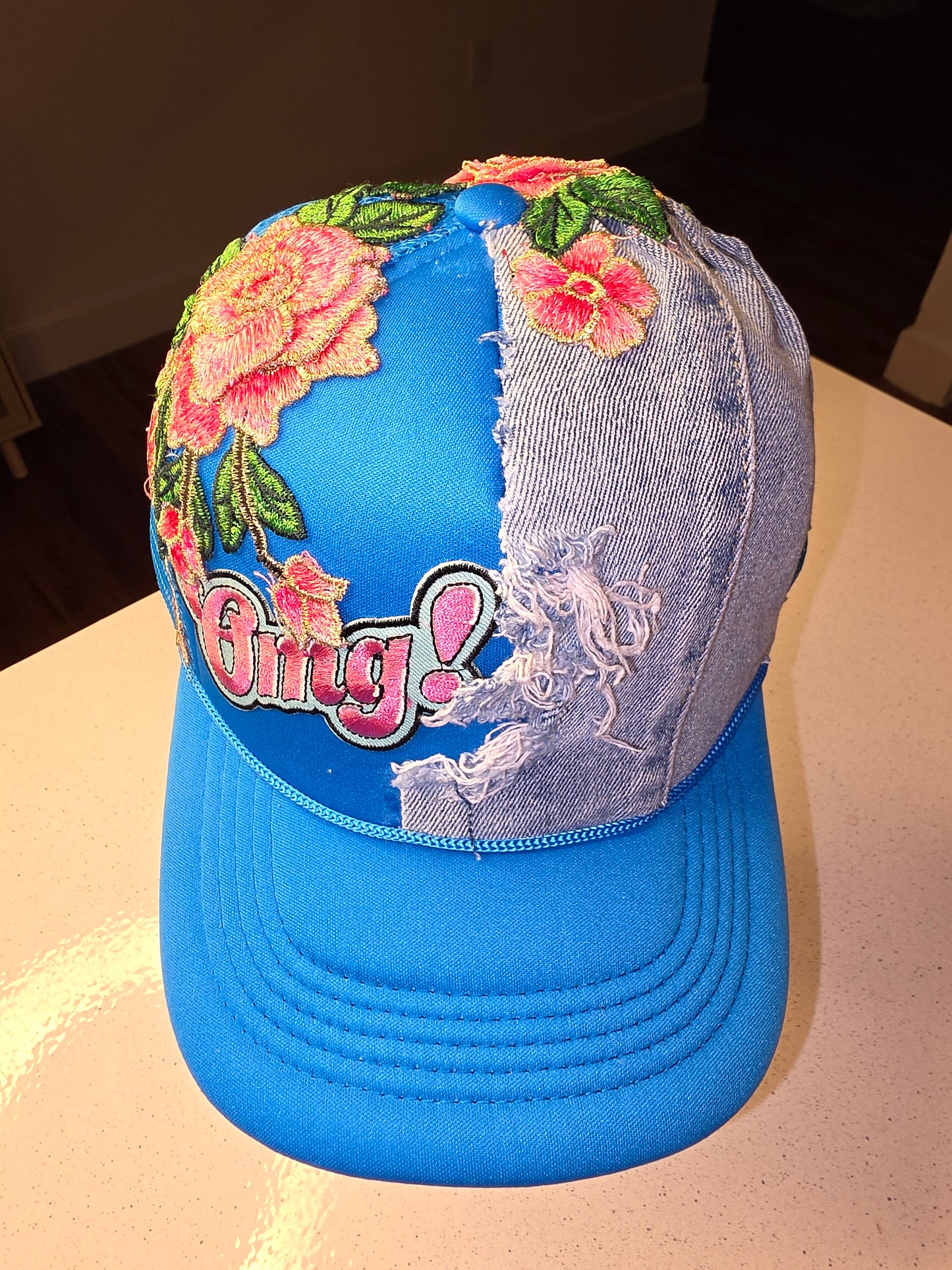 OMG Blue- Denim Rose Trucker