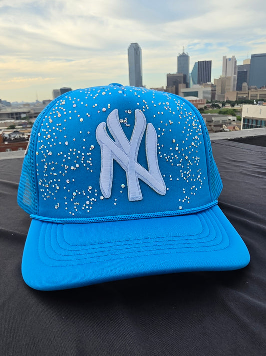 A Lil Bougie-Blue Rhinestone Trucker