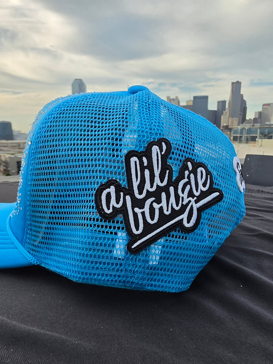 A Lil Bougie-Blue Rhinestone Trucker