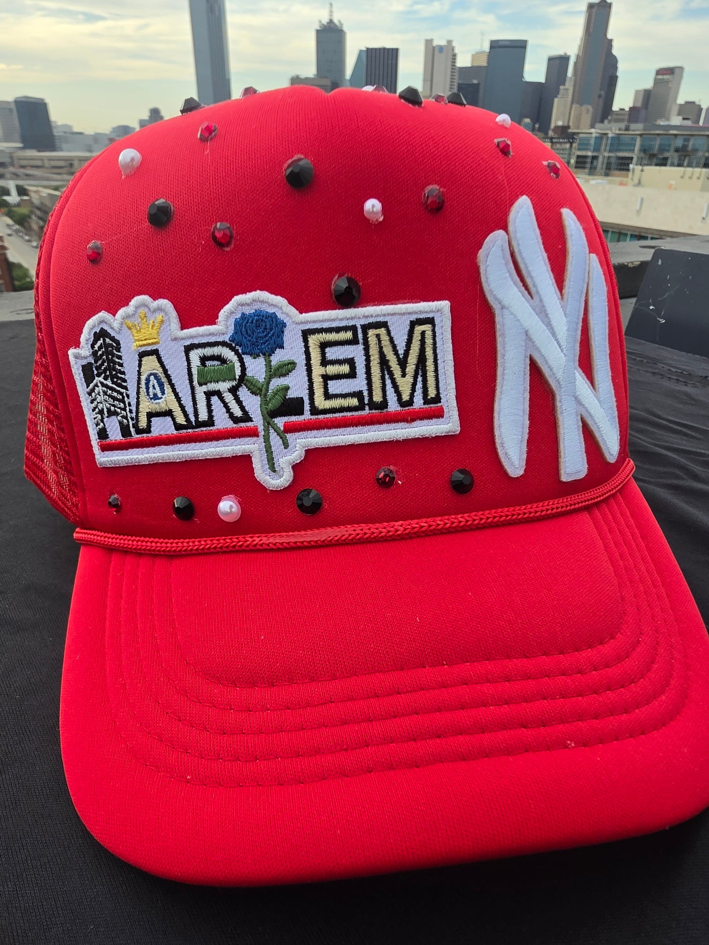 Harlem in Red- Rhinestone Trucker