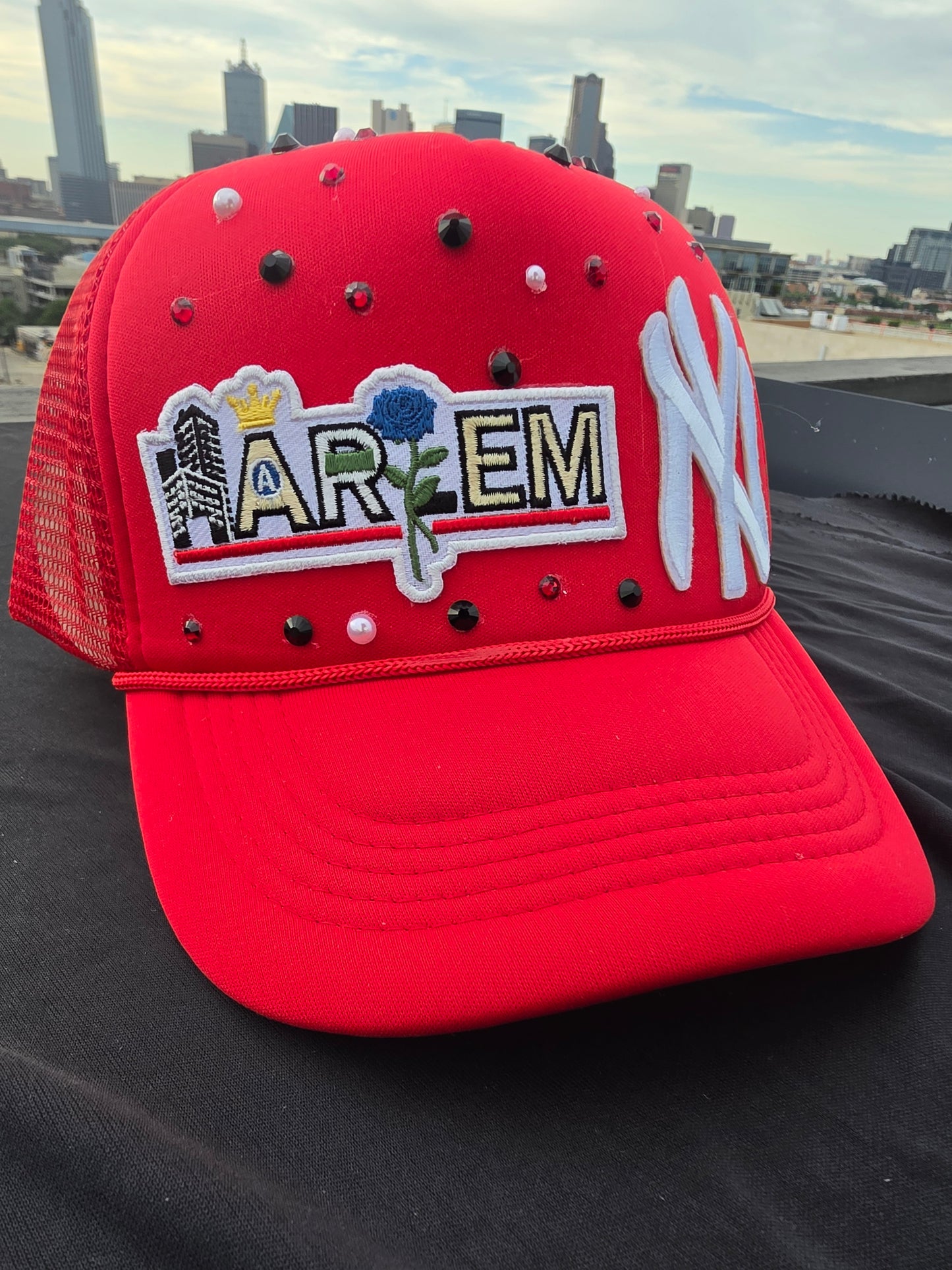Harlem in Red- Rhinestone Trucker