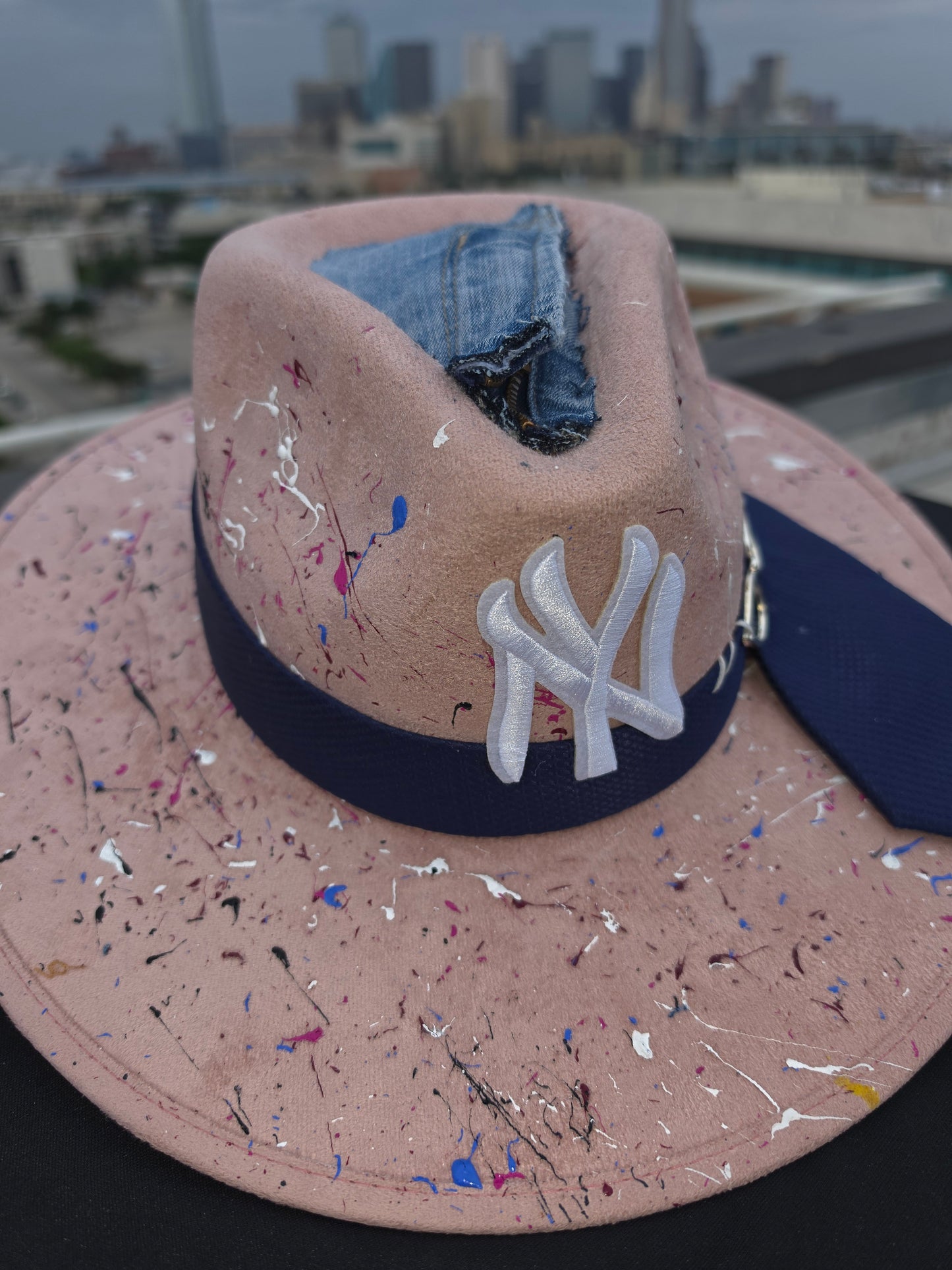 Blush Paint Splatter Fedora